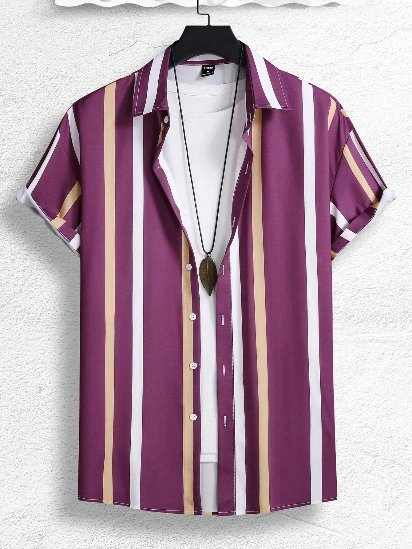 Men Women Shirts Colorful Striped Pattern Print Short Sleeve Shirts Fashion Button Short Sleeve Tops 260716 - view 5
