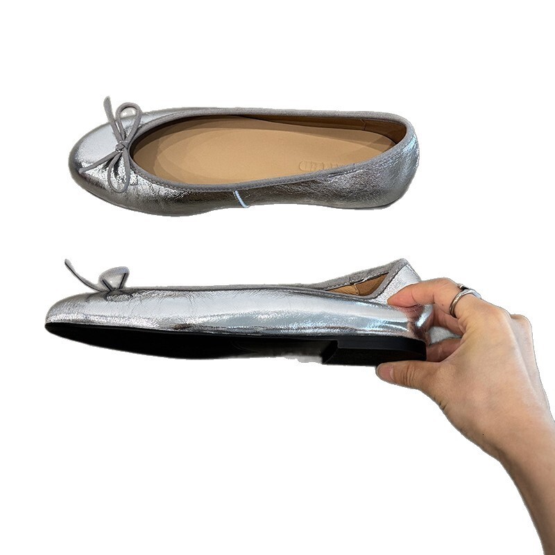 New Bowknot Shallow Ballet Maternity Flat Loafers Sheepskin Single Shoes For Women - view 6