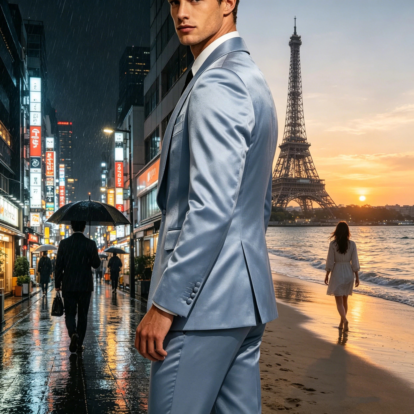 y Mens Satin Tuxedo Suit Shawl Lapel Slim Fit 2-Piece Blazer Pants Set Formal Business Casual Jacket Coat for Wedding 260715 - view 4