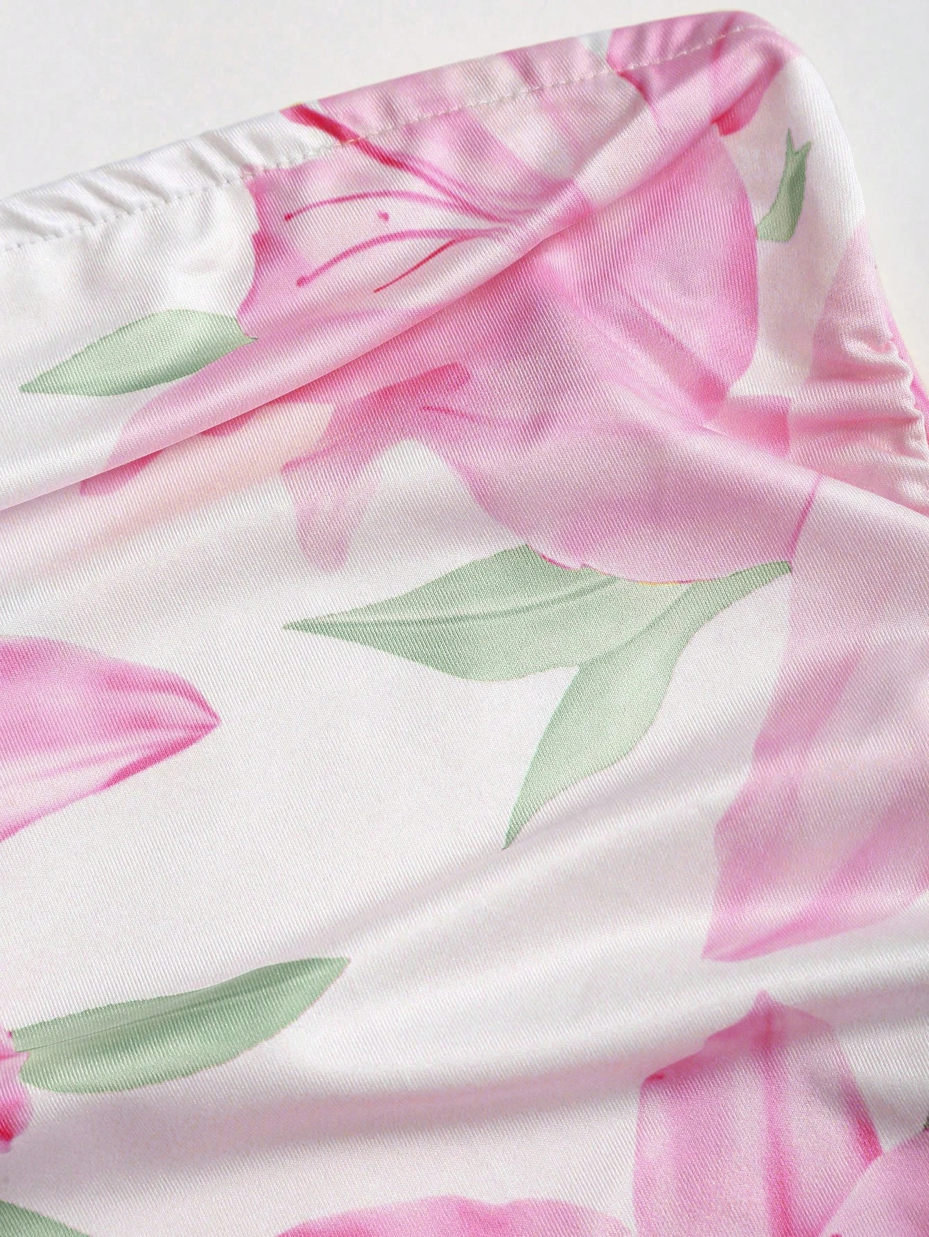 Soft Breeze Lily Print Strapless Short Dress with Waist-Cinching Tie Sexy Date Dress That Hugs the Hips 260716 - view 5