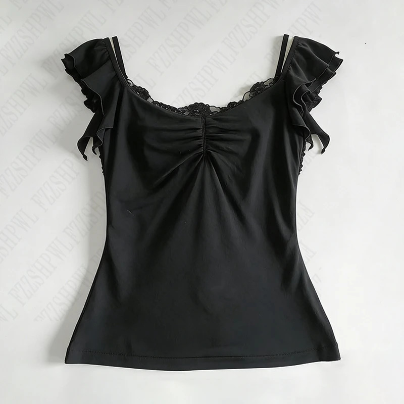 Y2K Goth Punk Black Lace Patchwork Halter Translucency Tops Women Summer Solid Backless Sleeveless Tank Top Streetwear Clothes a260716 - view 4