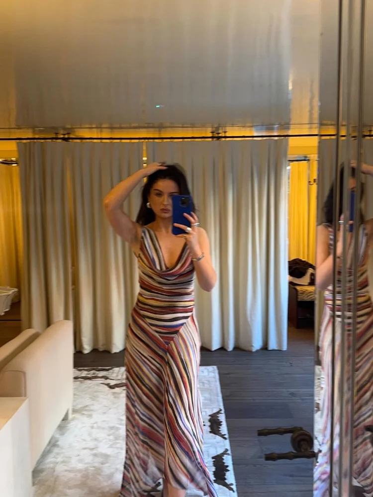 Summer Sleeveless Striped Spaghetti Strap Women Dress Irregular Tight Vacation Vestidos V-neck Fashion Long Skirt Loose 2026 260715 - view 6