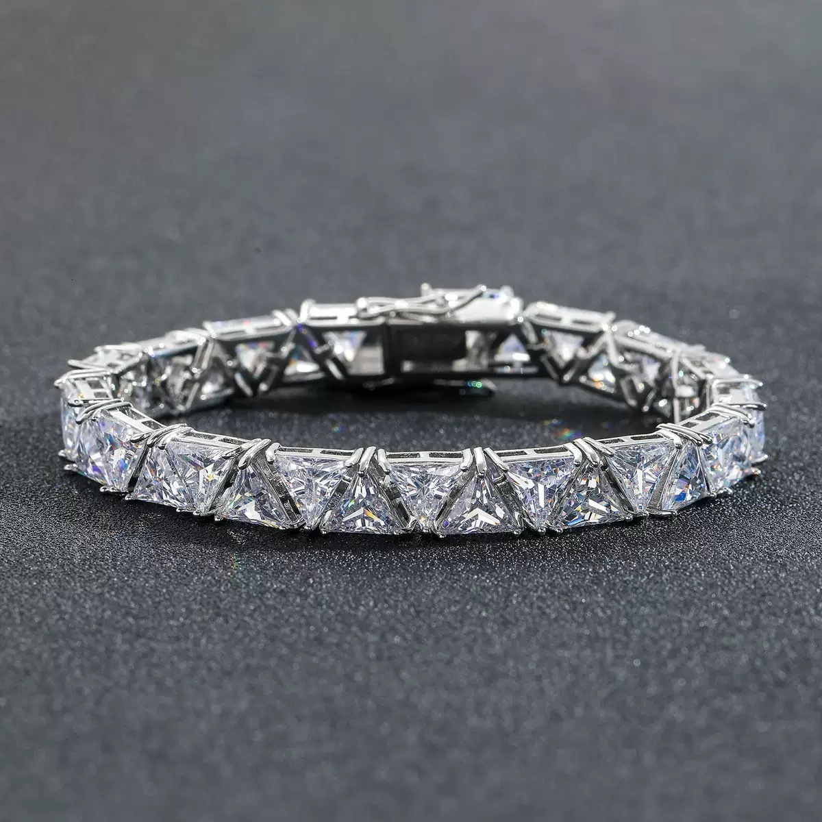 Fine Jewelry Wholesale Hip Hop Ice Out Bracelet 925 Sterling Silver Moissanite Diamond Tennis Chain Bracelet Triangle - view 6