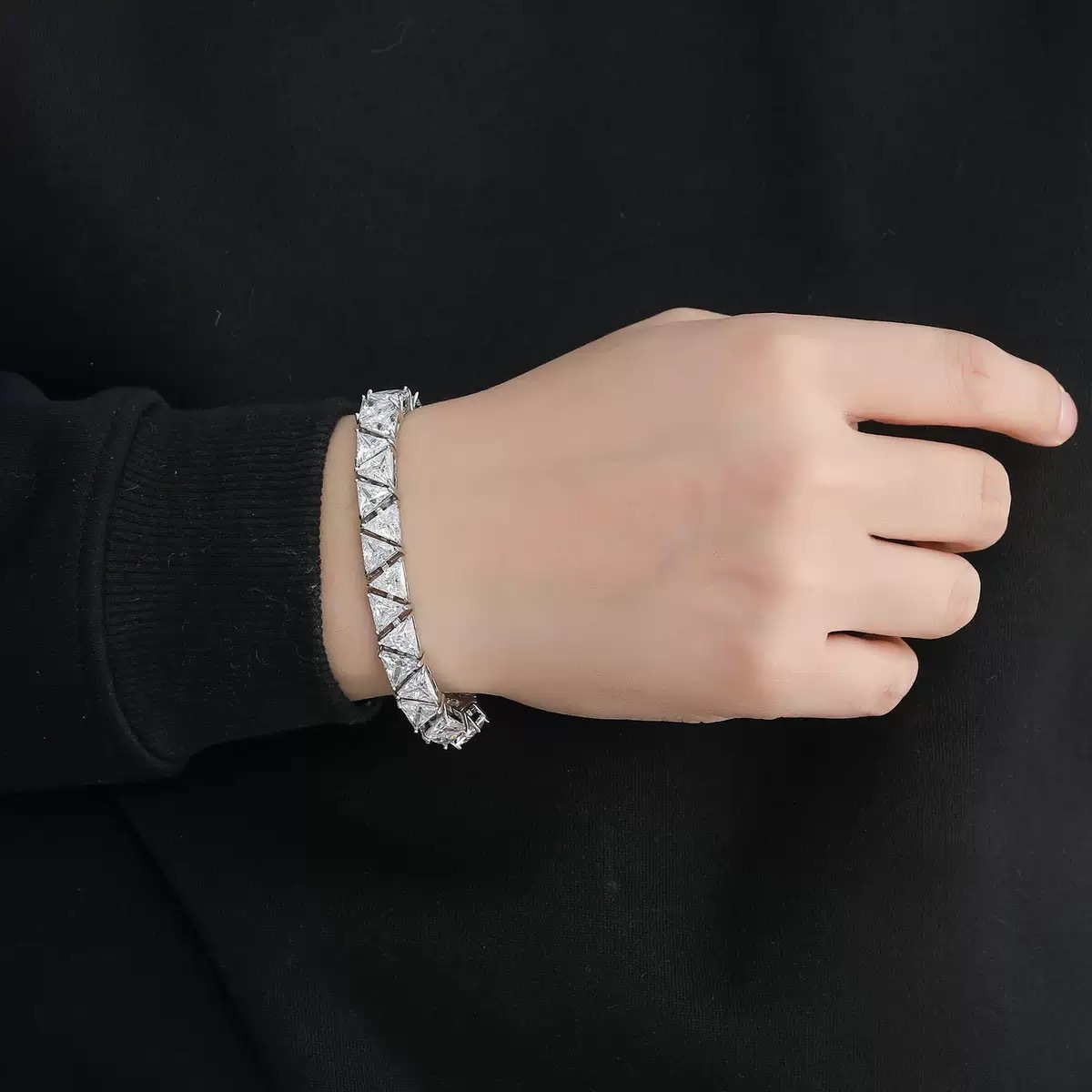 Fine Jewelry Wholesale Hip Hop Ice Out Bracelet 925 Sterling Silver Moissanite Diamond Tennis Chain Bracelet Triangle - view 4