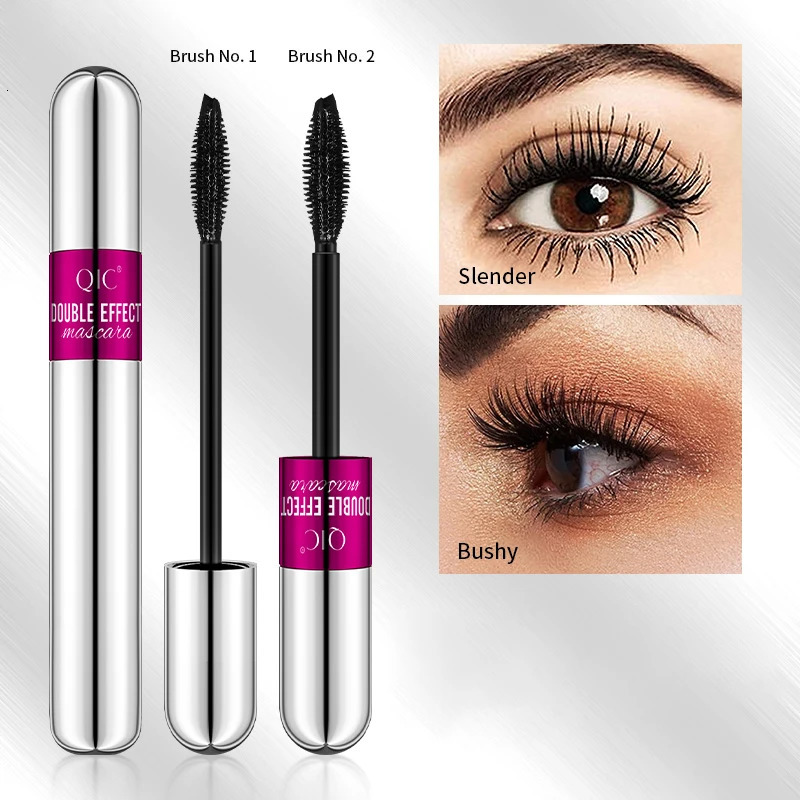 2 In 1 Double-ends 4D Silk Fiber Eyelash Mascara Quick Dry Waterproof Thick Curling Rimel Maquiagem Silver Tube Eyelas 260715 - view 7