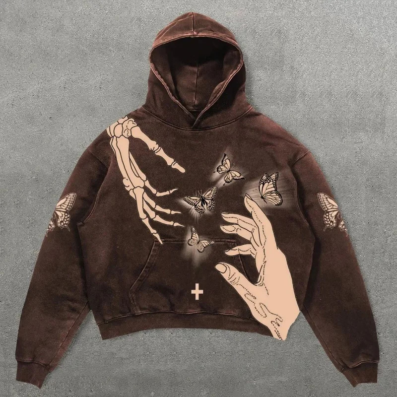 Rock American Style Sweatshirts for Men Loose Hip Hop Y2k Clothes Korean Harajuku Fashion Simple Man Hoodies Novelty And In 260715CJ - view 5