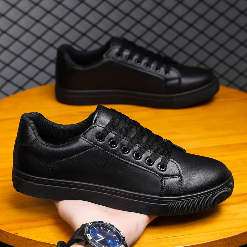 Summer New Men's White Sneakers Korean Style Fashionable Casual Trendy Versatile Large Size Soft Leather Shoes For Men - view 3