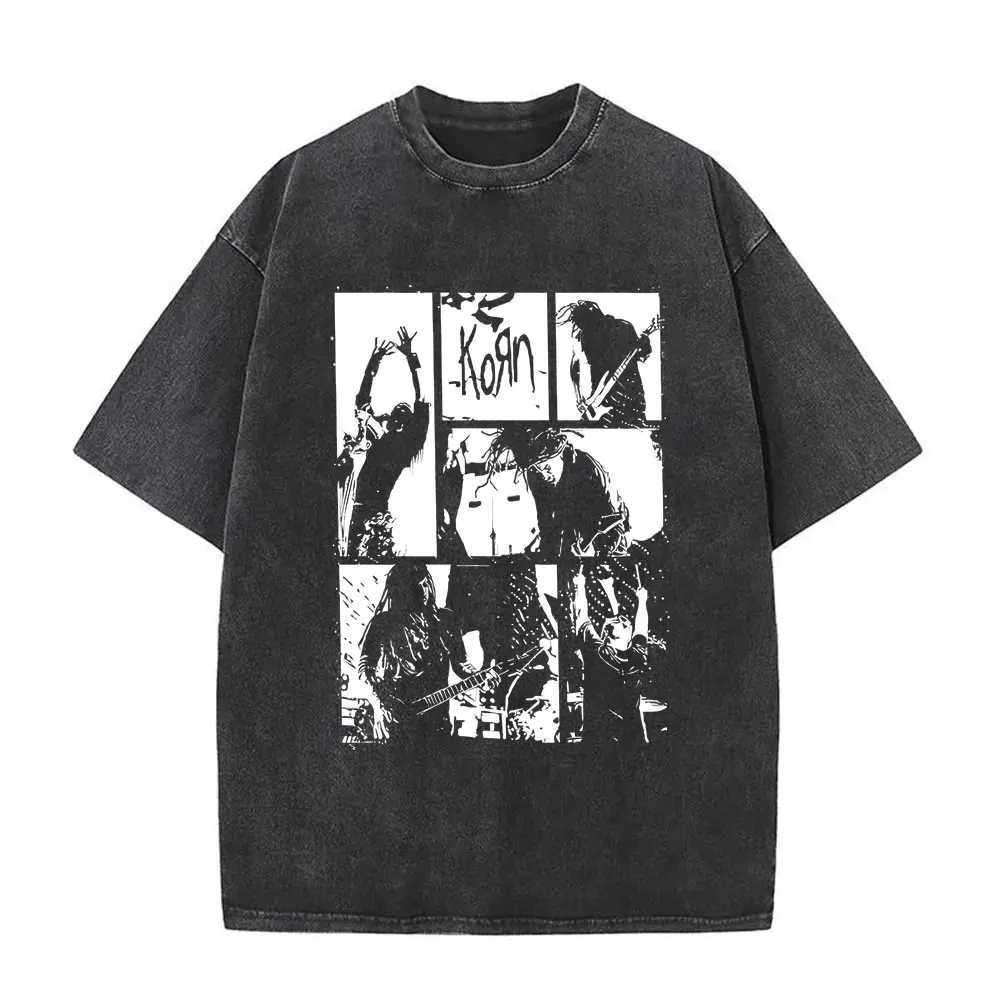 Tee New Arrival Mens Clothes Shirt Homme Graphic T-Shirts Men Tshirt for Men Ropa Hombre Washed Vintage Rock Metal Band KornJ260715 - view 3