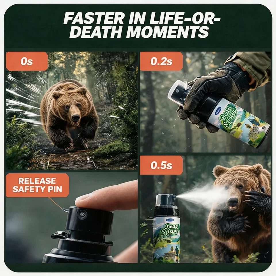 100ml Wildlife Repellent Spray Safety Lock Bear Dog Deterrent Pepper Oil NonLethal Camping Outdoor Hiking Forest Animal Gear 260716 - view 3