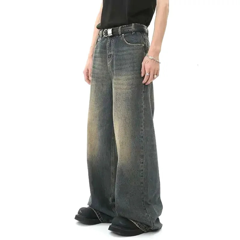 IEFB Vintage Camouflage Mens Jeans Fashion Washed Casual Wide Leg Denim Pants Autumn Winter Loose Male Trousers Old Blue 9C354 260715CJ - view 6