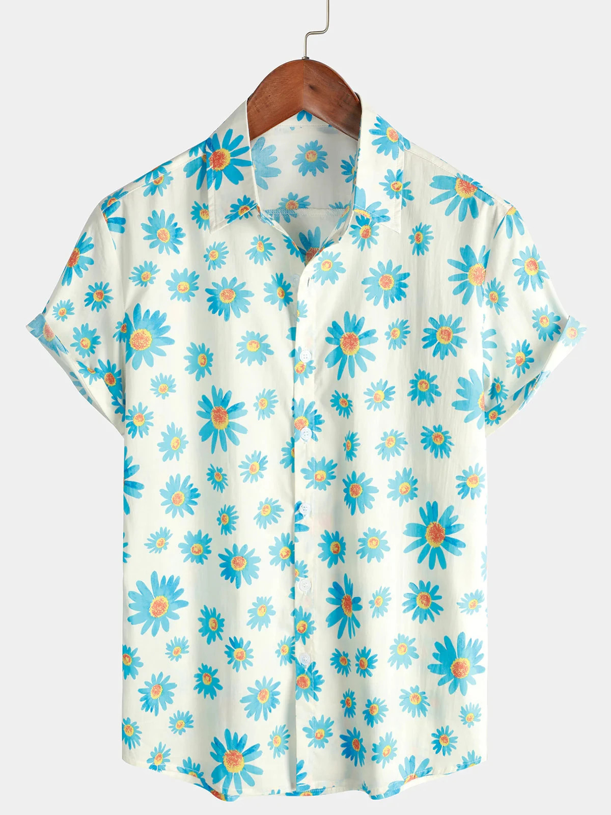 Mens Striped Casual Holiday Short Sleeve Orange Summer Button Down Shirt Hawaiian Shirt Summer Spring Lapel Button Down a260716 - view 5