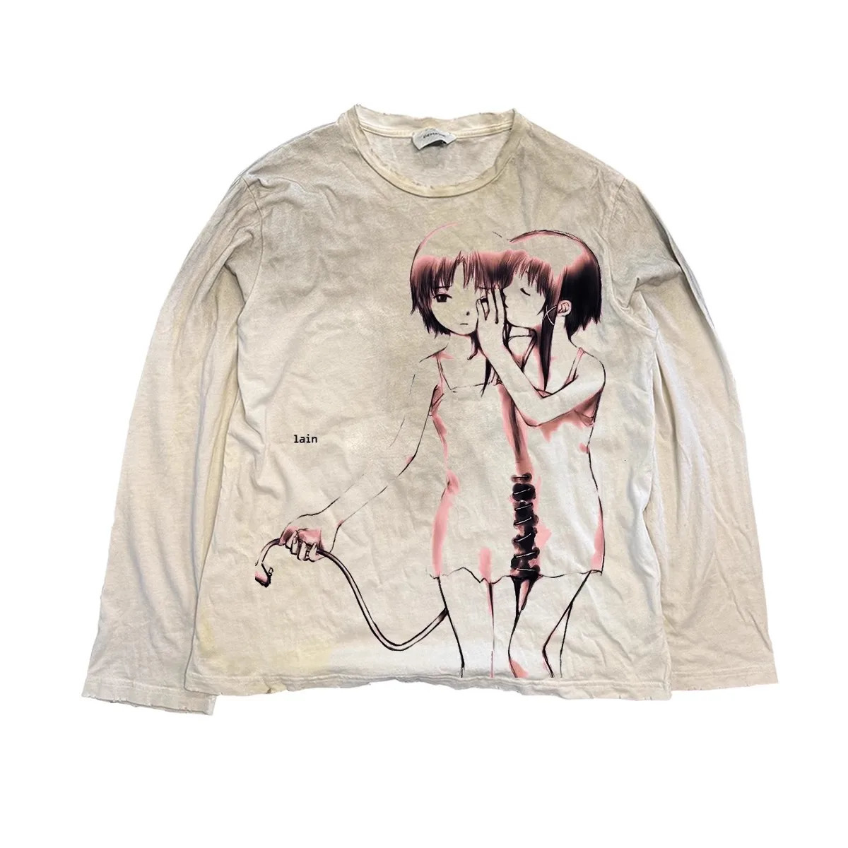 Vintage Washed Long Sleeves T-Shirt 2026 Summer Destroyed Dirty T Shirt Hip Hop Streetwear Cotton Tops Tees 260715 - view 5