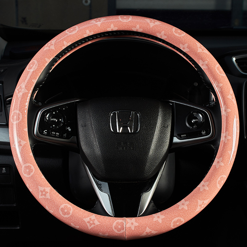 2026 New Light Luxury Printed Design Steering Wheel Cover Sweat Absorbent Breathable Four Seasons Universal Fashionable Beautiful Car Interior Free Sh - view 7