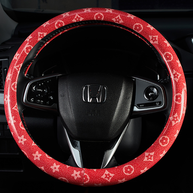 2026 New Light Luxury Printed Design Steering Wheel Cover Sweat Absorbent Breathable Four Seasons Universal Fashionable Beautiful Car Interior Free Sh - view 3