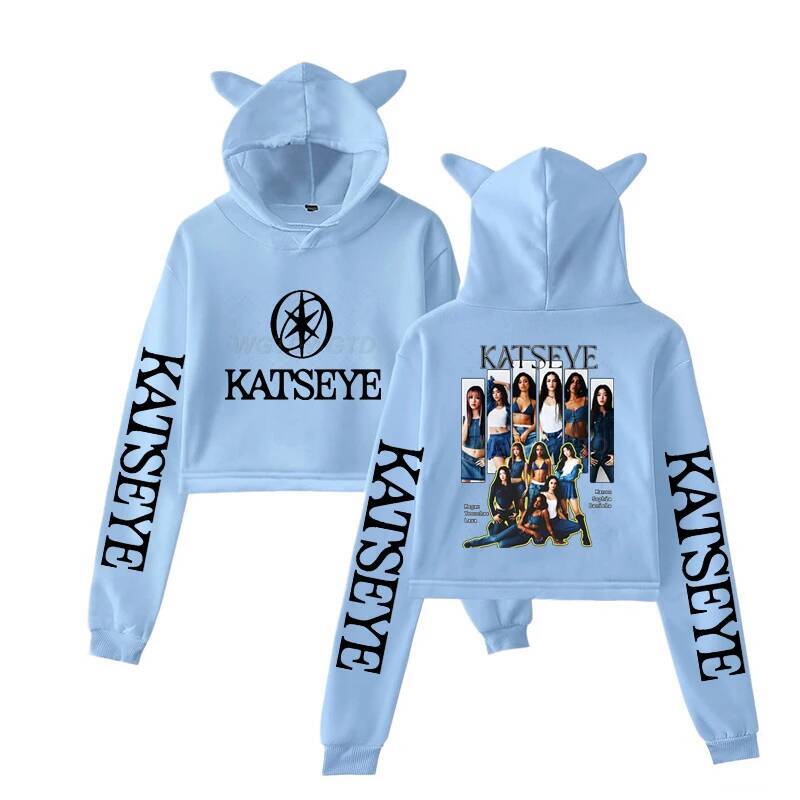 Harajuku Fashion Streetwear Girls Hoodie KATSEYE New Street Style Cat Ear Crop Tops Pullover Girl Vintage Gothic Y2k Sweatshirts J260717 - view 5