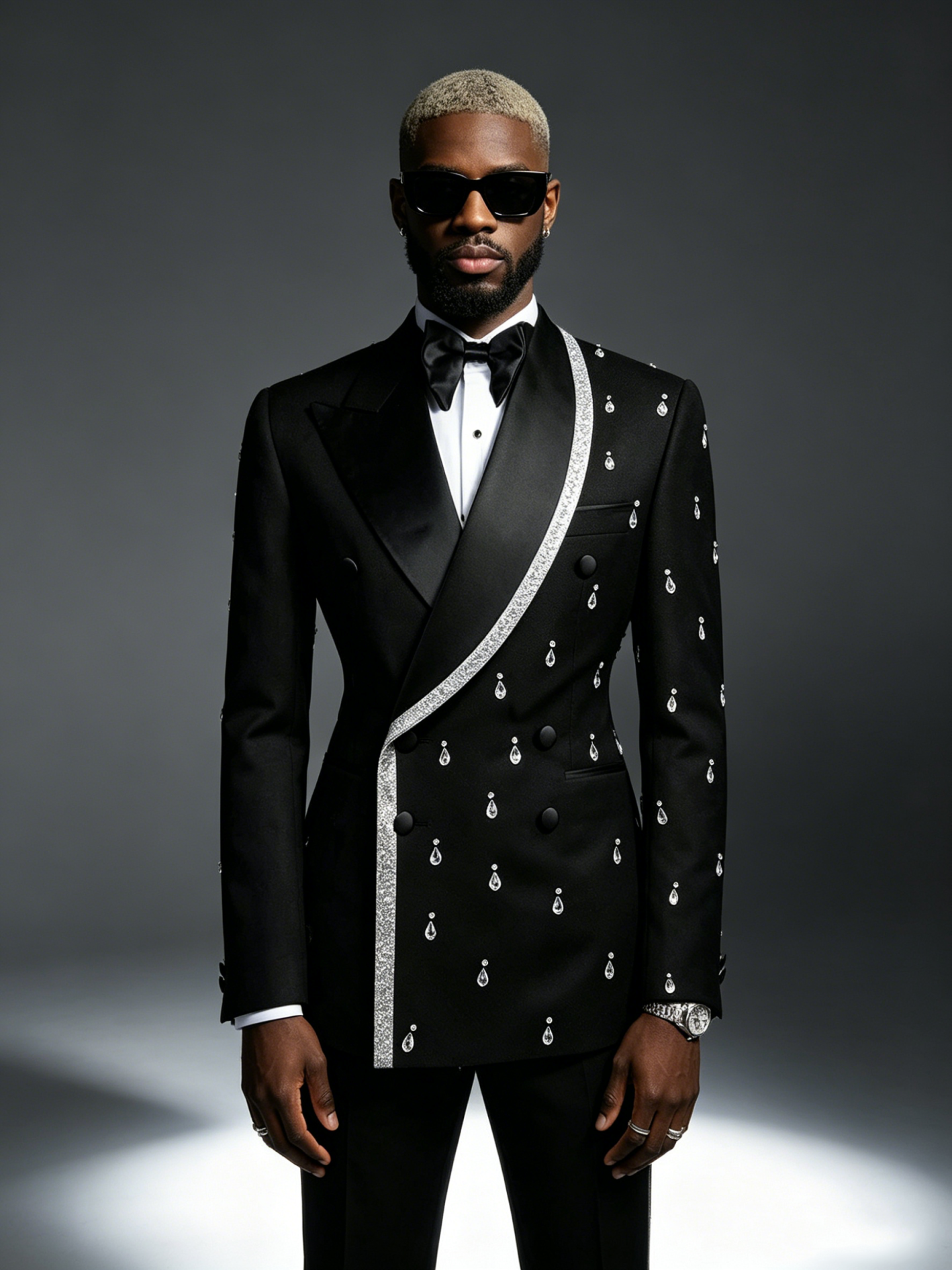 Design Wedding Tuxedoes Crystal Shawl Lapel Plus Size Men Suit Fashion 2 Piece Set Jacket Pants Evening Blazers Customized - view 6