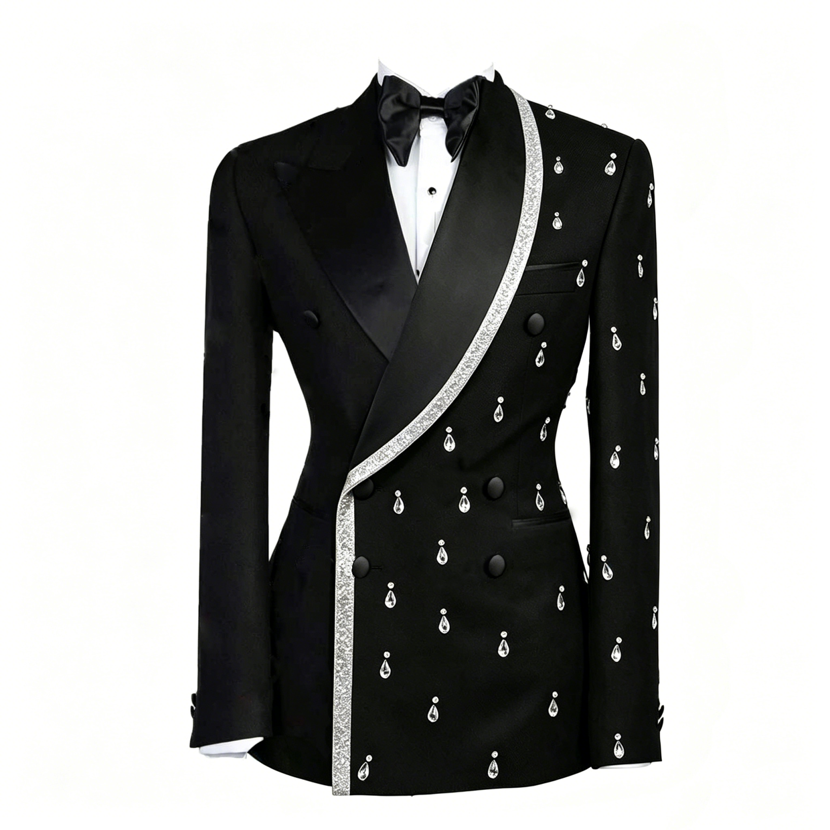 Design Wedding Tuxedoes Crystal Shawl Lapel Plus Size Men Suit Fashion 2 Piece Set Jacket Pants Evening Blazers Customized - view 3