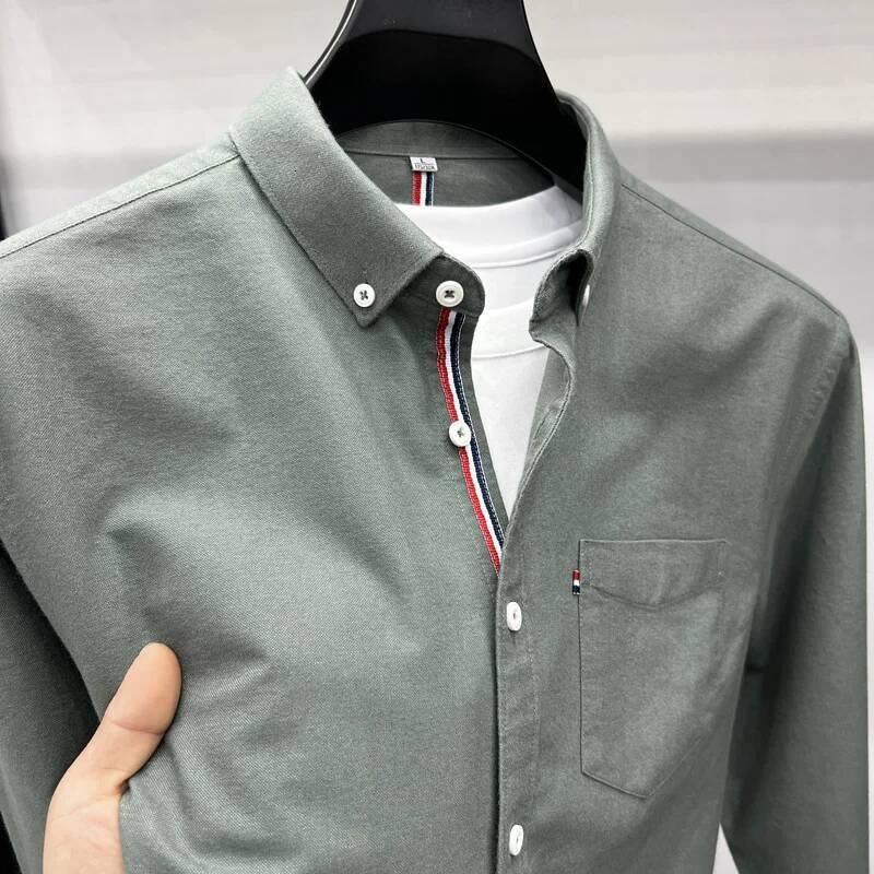 New 100% Cotton Long Sleeved Shirt Designer Brand Spring Autumn Fashion Business Comfortable Breathable Top Men's Clothing 26L0717 - view 7