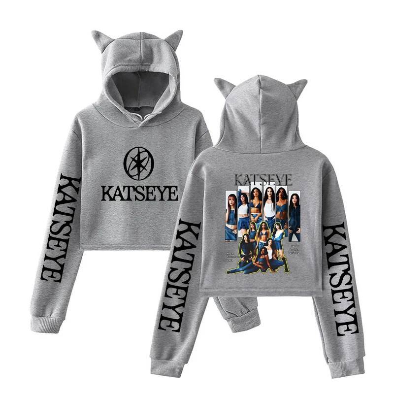 Harajuku Fashion Streetwear Girls Hoodie KATSEYE New Street Style Cat Ear Crop Tops Pullover Girl Vintage Gothic Y2k Sweatshirts J260717 - view 4