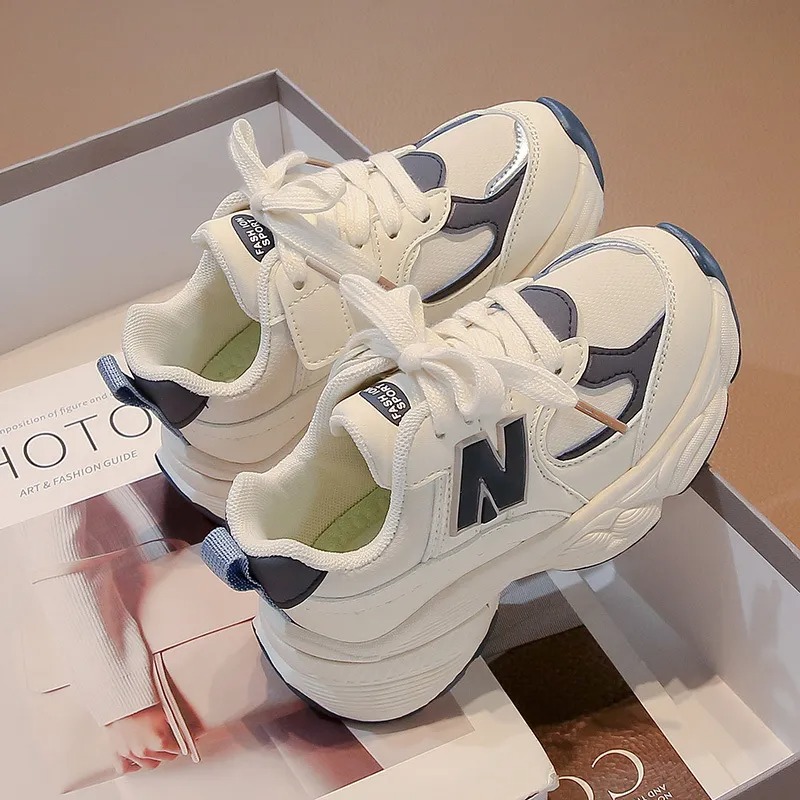 New Kids Chunky Dad Sneakers Breathable Lace Up Athletic Running Casual Sport Shoes for Boys Girls Youth Children - view 5