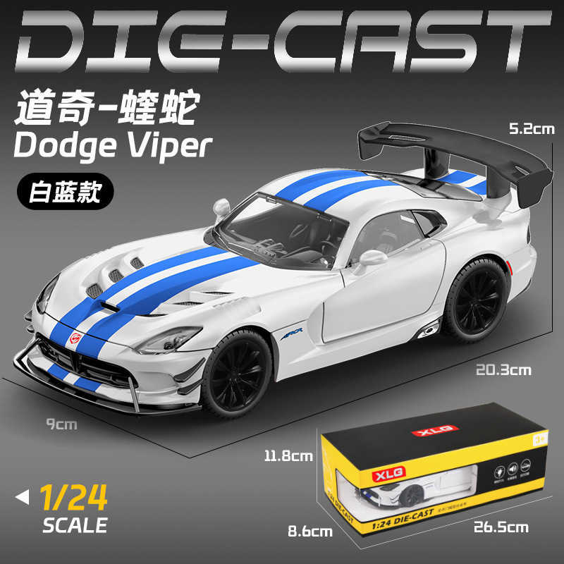 XLG Alloy Car Model 124 Dodge Viper Sports Car with Sound and Light Pull-Back Toy Car Sound Effect Model Display Piece L260717QR3L - view 8