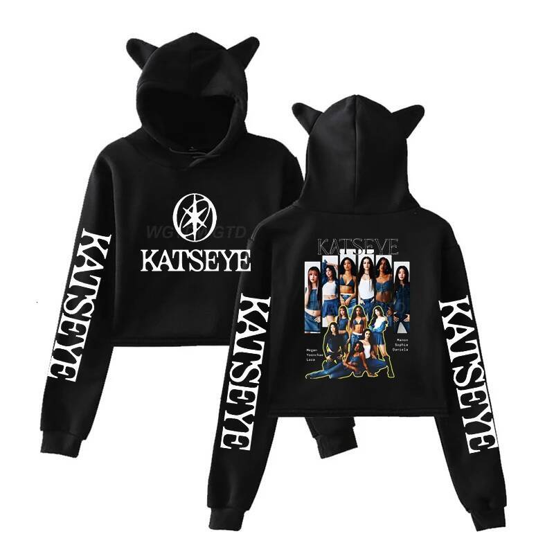 Harajuku Fashion Streetwear Girls Hoodie KATSEYE New Street Style Cat Ear Crop Tops Pullover Girl Vintage Gothic Y2k Sweatshirts J260717 - view 3