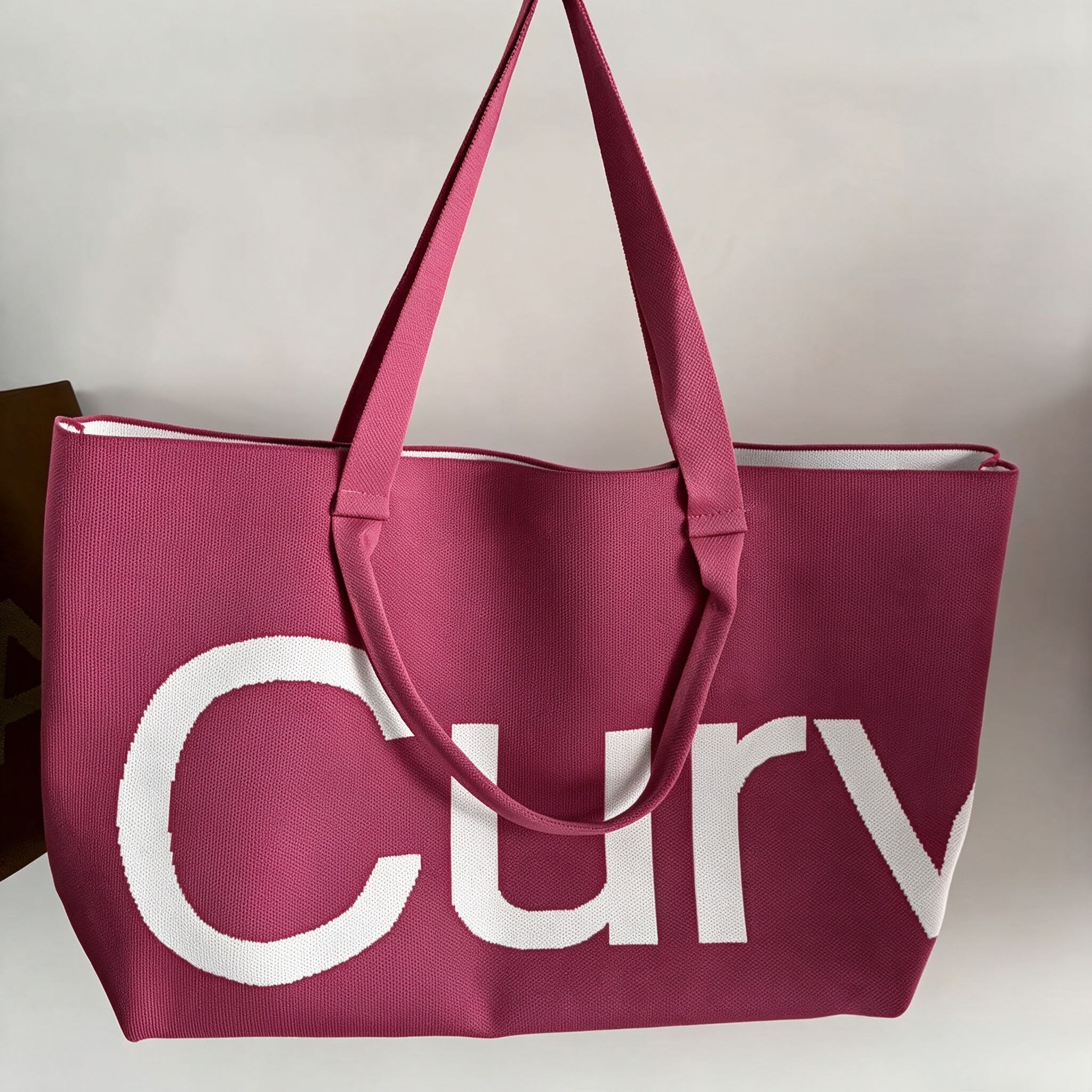 designer tote bag New Women's Knitted Tote Bag with Letter Pattern, Wear-Resistant Large Capacity Solid Color Shoulder Crossbody Purse, Top Handl - view 5