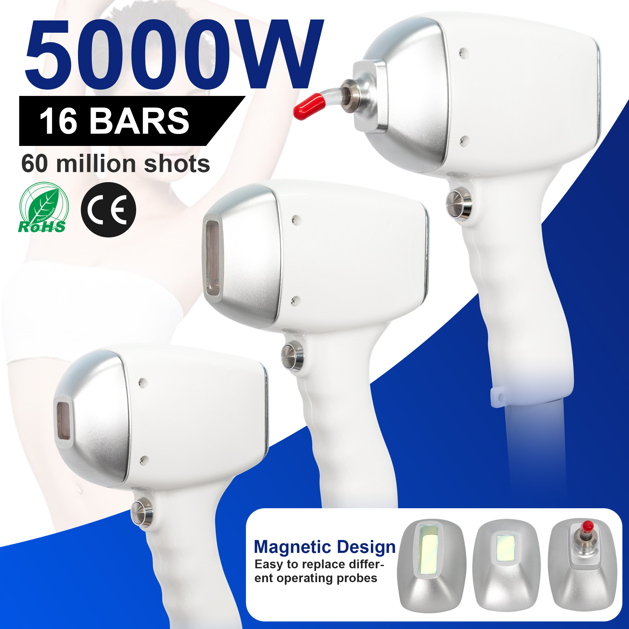 2 in 1 16 Bars 5000W Diode Laser Hair Removal Picosecond Tattoo Removal Machine 4 Wavelengths Skin Rejuvenation Sapphire Ice Cooling For Salon - view 4