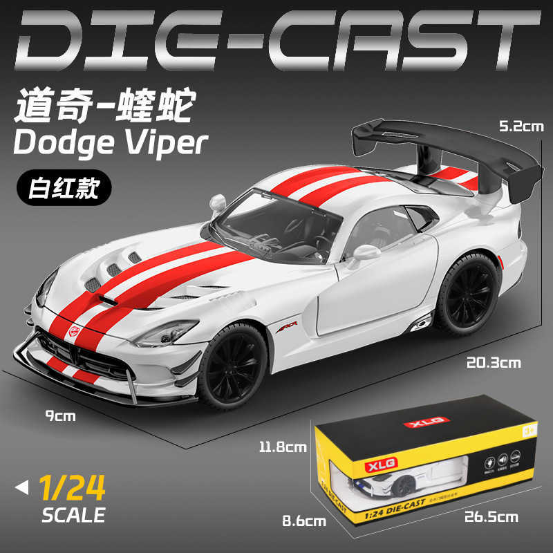 XLG Alloy Car Model 124 Dodge Viper Sports Car with Sound and Light Pull-Back Toy Car Sound Effect Model Display Piece L260717QR3L - view 7