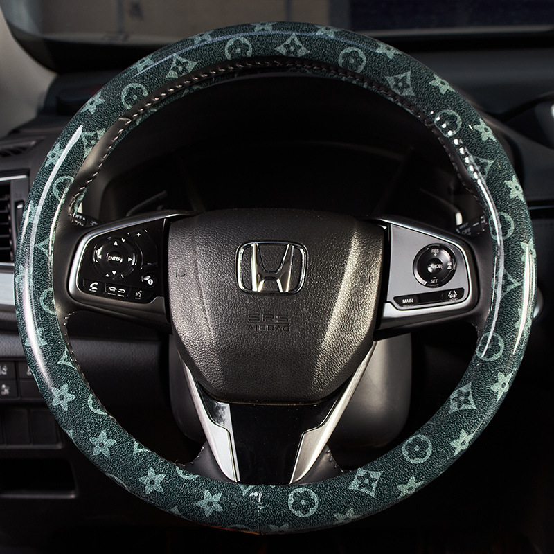 2026 New Light Luxury Printed Design Steering Wheel Cover Sweat Absorbent Breathable Four Seasons Universal Fashionable Beautiful Car Interior Free Sh - view 6