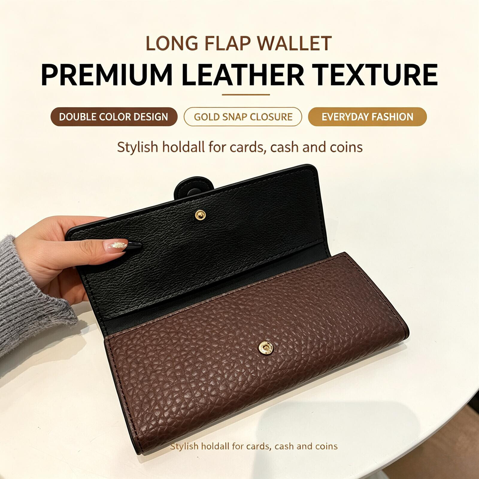 Designer Bag Handheld for Women, Long Large Capacity, Multiple Card Slots, Simple Short Style, Trendy High-end Fashion, New Litchi Texture Wallet - view 6