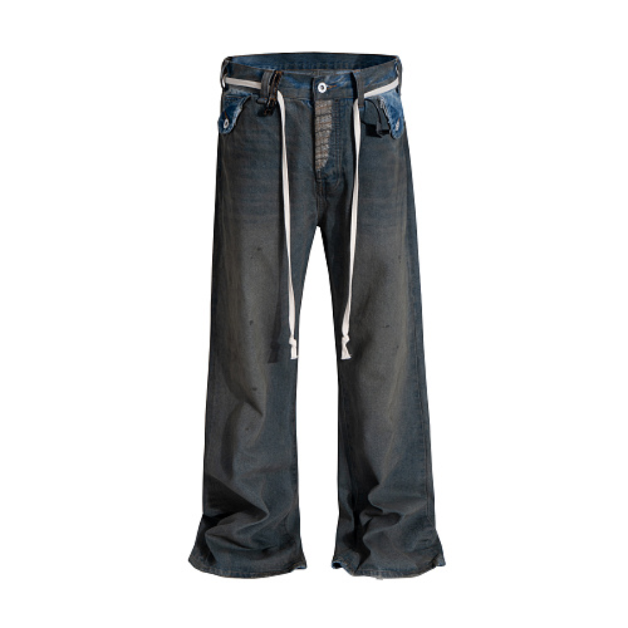 Mijko Jeans Blu Da Uomo Con Toppe Con Foro ZJ161