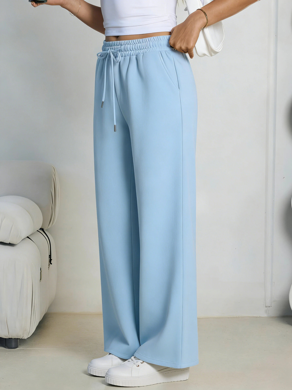 2026 Harajuku Wide Leg Sweatpants Women Streetwear Baggy Oversize Gray Sports Pants Woman Drawstring Casual Joggers Trousers 260716 - view 6
