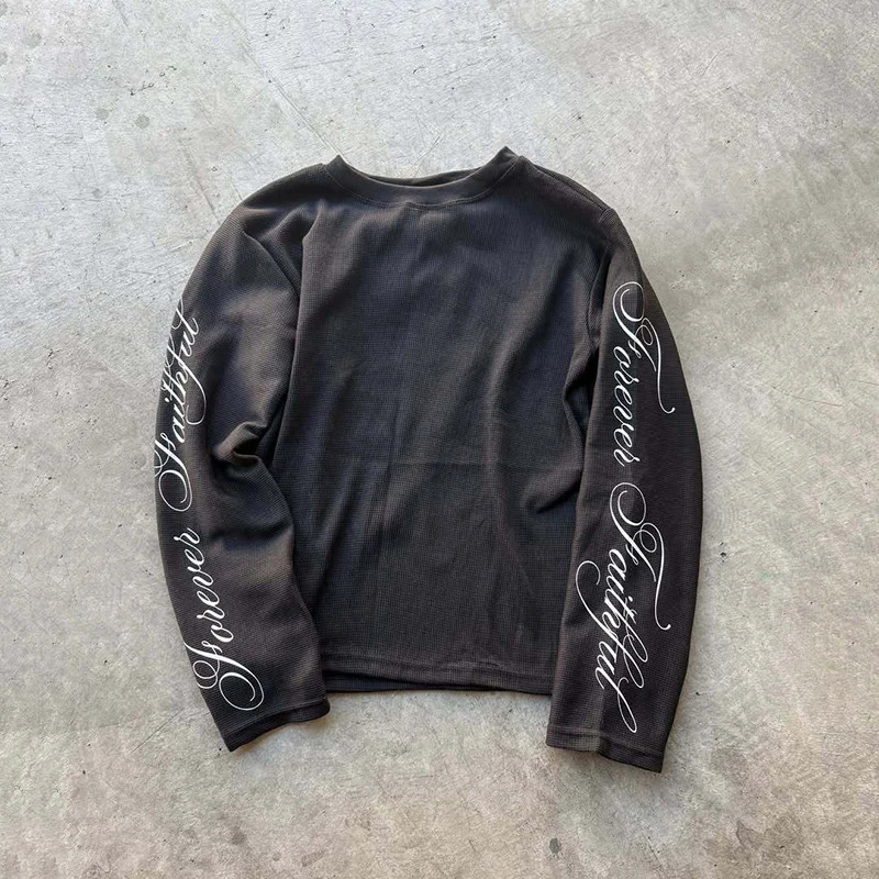 Spring American Retro Y2K Long Sleeve T-Shirt Casual Round Neck Lightweight Breathable Top Letter Print Streetwear 260716 - view 4