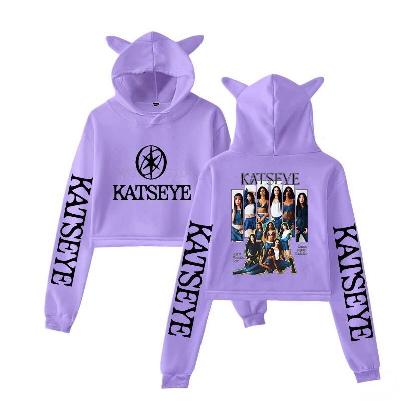Harajuku Fashion Streetwear Girls Hoodie KATSEYE New Street Style Cat Ear Crop Tops Pullover Girl Vintage Gothic Y2k Sweatshirts J260717 - view 6
