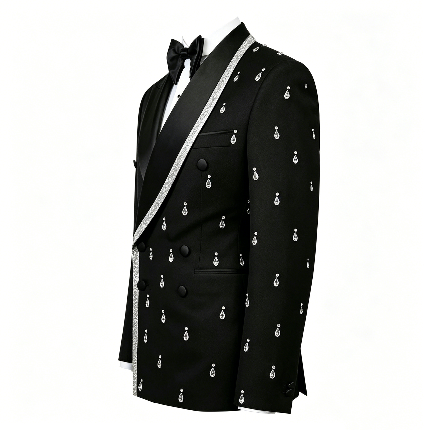 Design Wedding Tuxedoes Crystal Shawl Lapel Plus Size Men Suit Fashion 2 Piece Set Jacket Pants Evening Blazers Customized - view 4