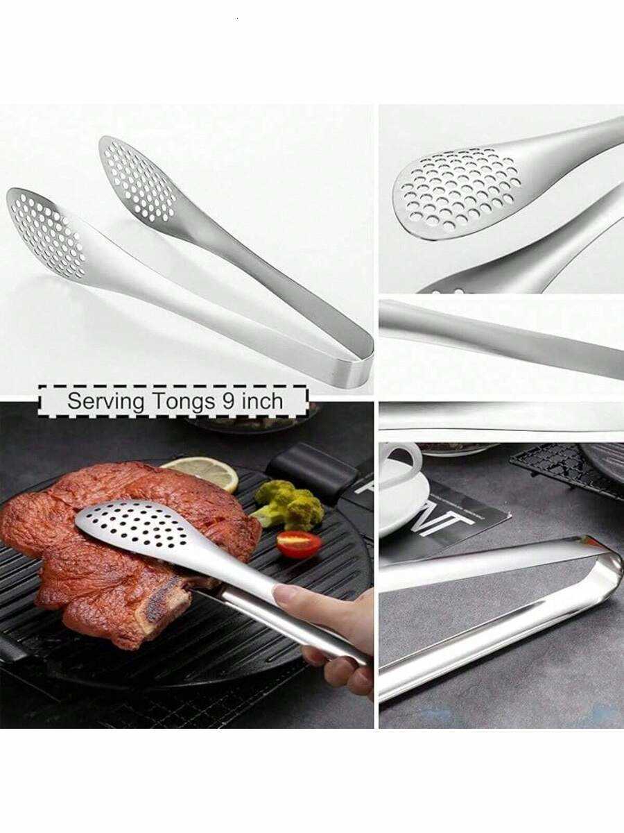 11 PCS Serving Utensils Stainless Steel Spoons Forks Tongs Pie Server Great For Buffet Catering Banquet Party Dining Sets H260717 - view 7
