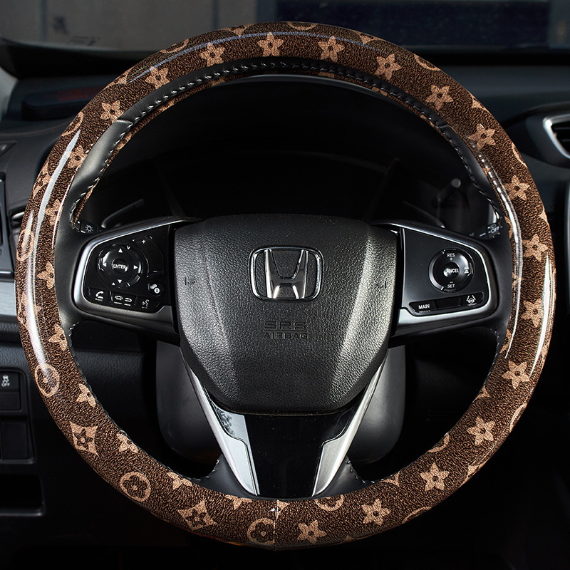 2026 New Light Luxury Printed Design Steering Wheel Cover Sweat Absorbent Breathable Four Seasons Universal Fashionable Beautiful Car Interior Free Sh - view 5
