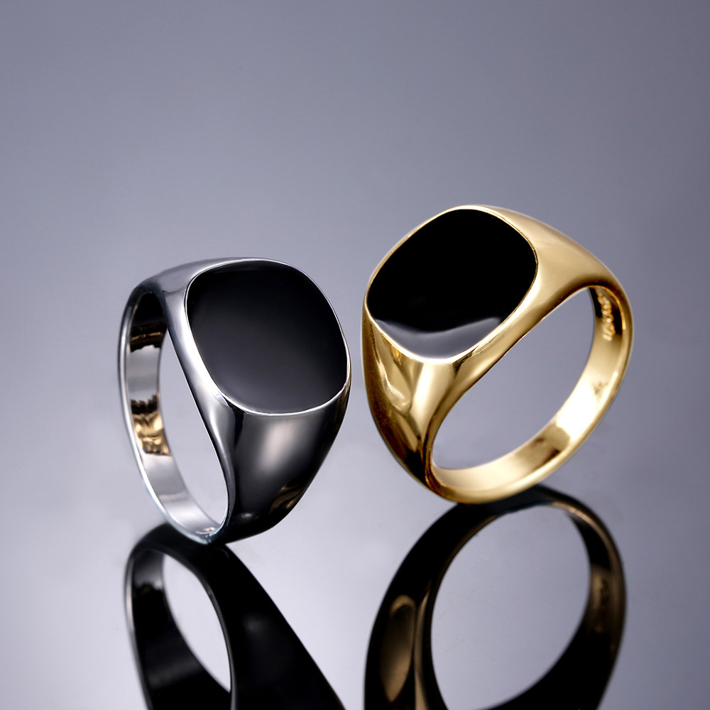 Luxury Designer Titanium Steel Ring Oil Dripping Smooth Ring for Men Women 18K Gold Silver Stainless Steel Enamel Rings Couple Lovers Distance Ring ew - view 5