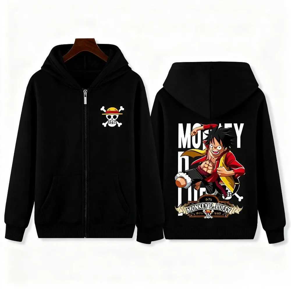 New One Piece Anime Hoodie Zip Up Jacket D Luffy Print Kids Hooded Sweatshirt Daily Casual Streetwear Tops 100-160cm C260717 - view 4