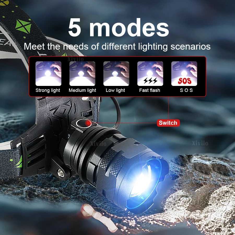 860000000LM Ultra Powerful LED Headlamp Super Bright Long Range 4500M Head Flashlight Rechargeable Head Lantern Fishing Hunting H260718 - view 3