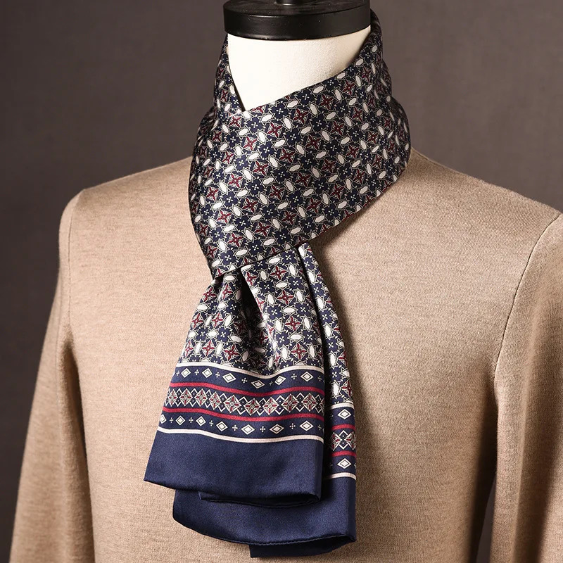 Blue Polka Dots Scarf Men 100 Mulberry Silk Scarves Business Suit Accessories Foulard Fashion Gifts for Man Double Layer Fits 260717 - view 4