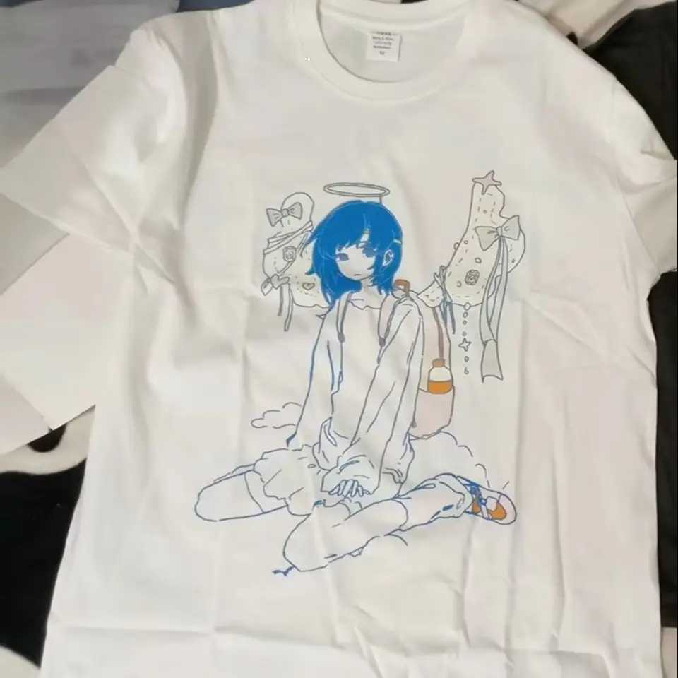 Kimotimo Japanese Y2k Cute Print White Short Sleeve Tops Women Summer New O-neck Loose Casual T-shirts Sweet Anime Grunge Tees J260717 - view 3