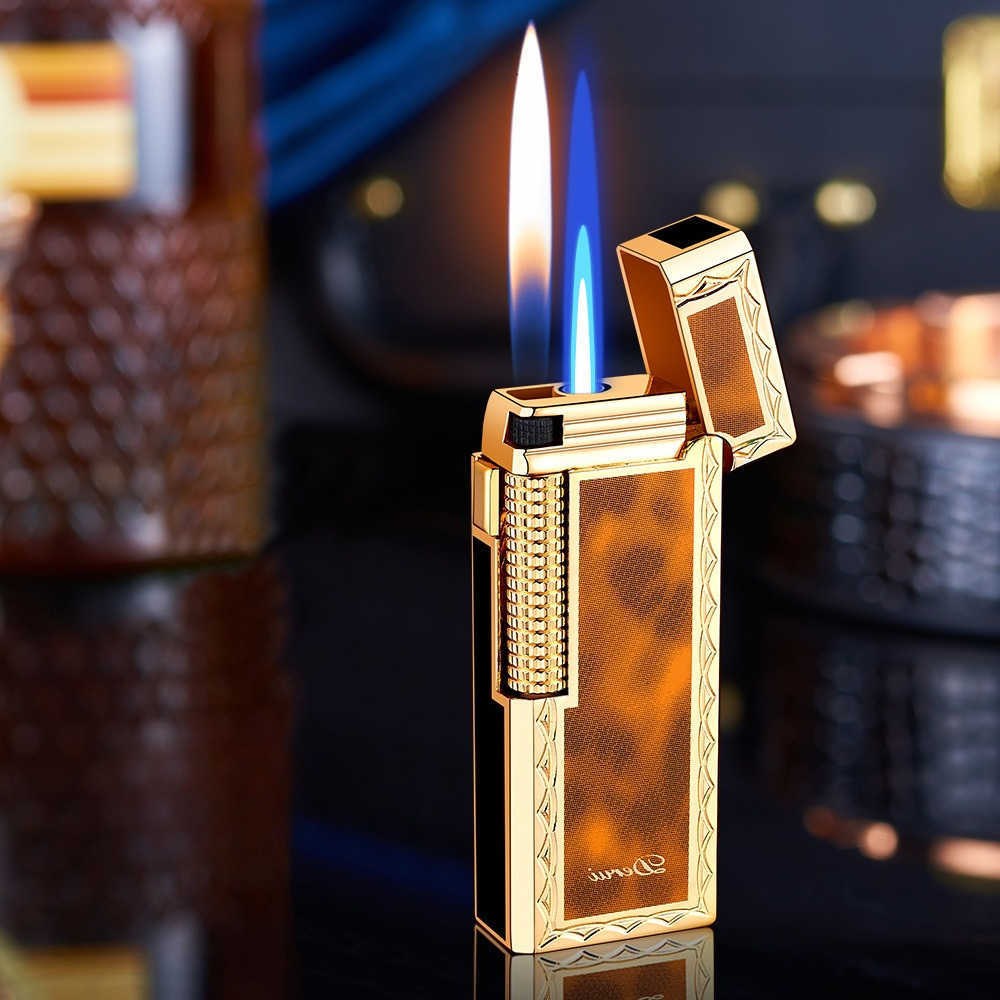 New Narrow Version DERUI Gas Lighter Dual Flame Switching Exquisite and Compact Metal Grinding Wheel Gift for Men and Women J260718 - view 3