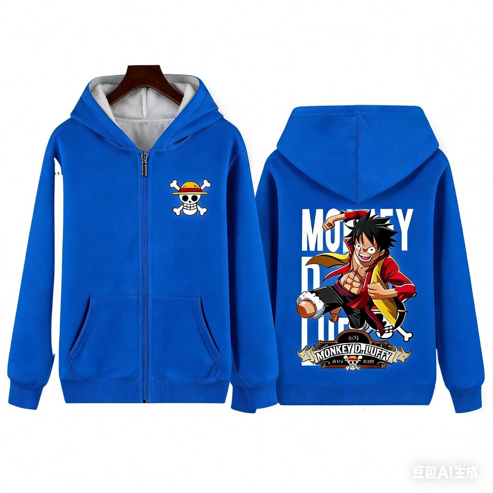 New One Piece Anime Hoodie Zip Up Jacket D Luffy Print Kids Hooded Sweatshirt Daily Casual Streetwear Tops 100-160cm C260717 - view 6