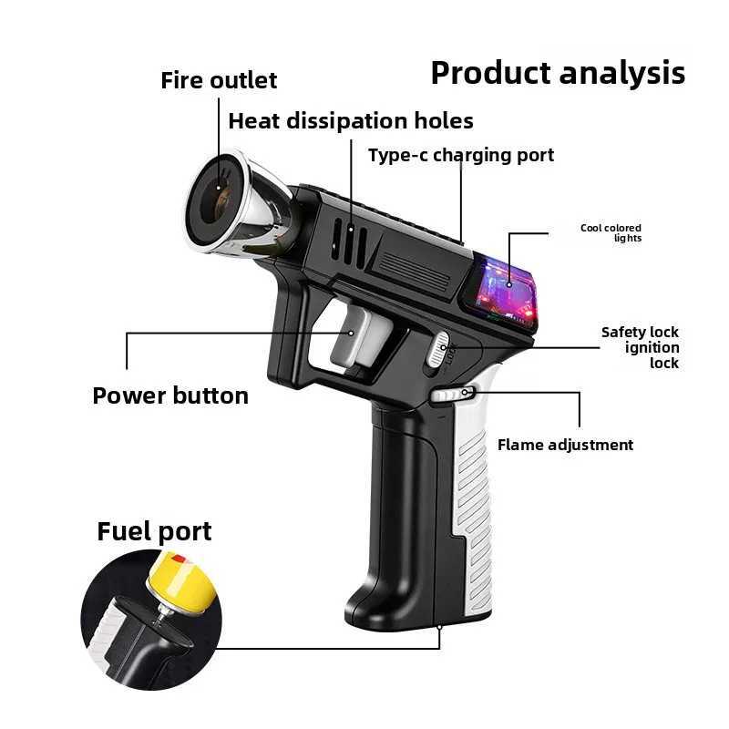 High New Large Flame Temperature Jet Charging Lighter Arc Boosting Fire Expansion Cool Color Light Outdoor Cigar Lighter J260718 - view 5
