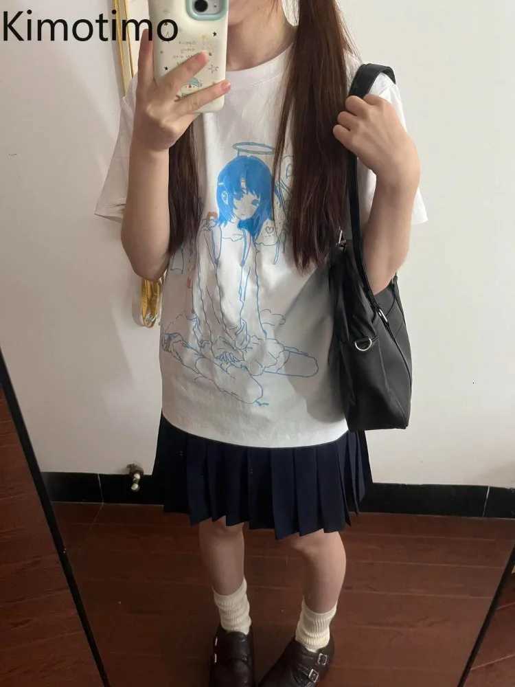 Kimotimo Japanese Y2k Cute Print White Short Sleeve Tops Women Summer New O-neck Loose Casual T-shirts Sweet Anime Grunge Tees J260717 - view 4