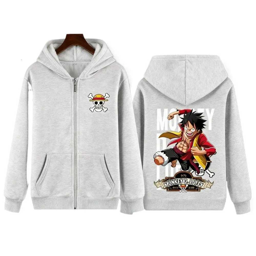 New One Piece Anime Hoodie Zip Up Jacket D Luffy Print Kids Hooded Sweatshirt Daily Casual Streetwear Tops 100-160cm C260717 - view 3