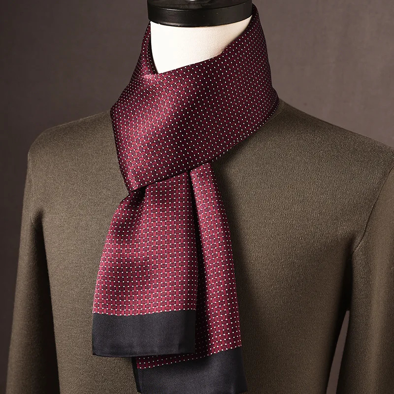 Blue Polka Dots Scarf Men 100 Mulberry Silk Scarves Business Suit Accessories Foulard Fashion Gifts for Man Double Layer Fits 260717 - view 6