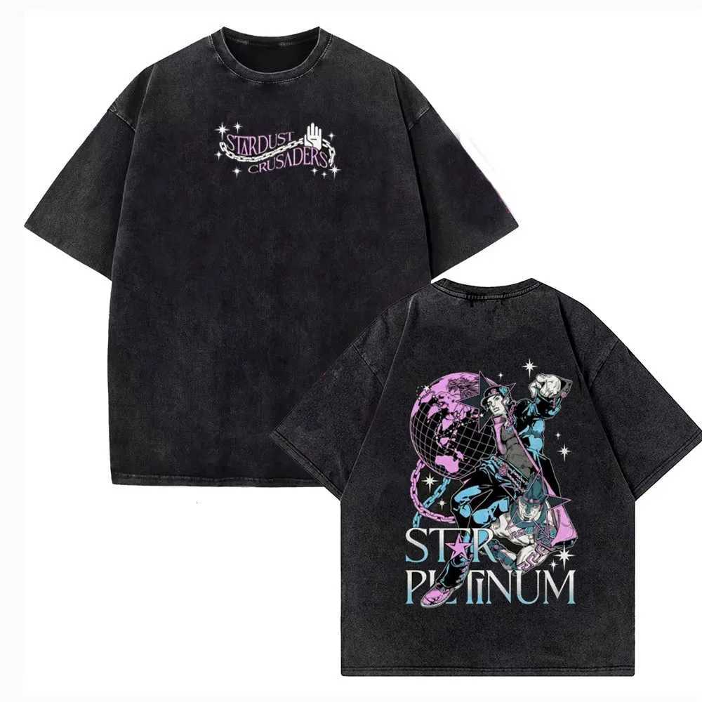 T-shirts Anime JoJo Bizarre Adventure Gyro Zeppeli Manga Graphic Print T-shirt Men Women Vintage Washed Cotton Casual T Shirt J260711 - view 5